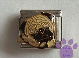 Black and Tan Pug Puppy Dog Italian Charm