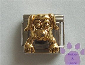 Gold Tone 3-D Dog Italian Charm