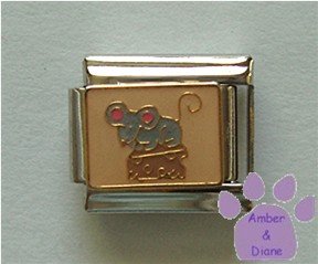 Adorable Gray Mouse Italian Charm on a Cheese Wedge