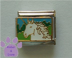 Gorgeous White Horse's Head Italian Charm on scenic background