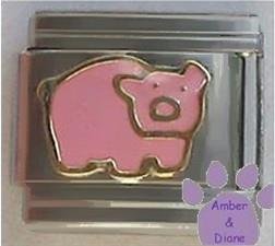 Pink pig Italian charm OINK OINK