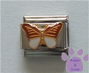 Butterfly Italian Charm Brown and White