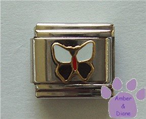 Butterfly Italian Charm white and black wings