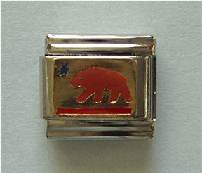 Grizzly Bear Italian Charm gold tone background symbol for Texas