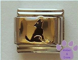 Howling Wolf Italian Charm silhouette on goldtone background