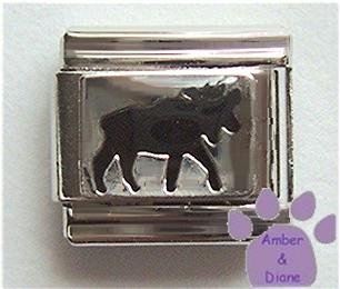 Moose Enamel Italian Charm Black on silvertone background