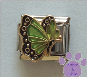 August BUTTERFLY Birthstone with green-peridot colored wings