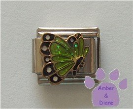 August BUTTERFLY Birthstone with green-peridot glitter wings