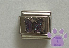 Glitter Butterfly Birthstone Italian Charm Alexandrite June