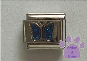 Glitter Butterfly Birthstone Italian Charm Sapphire-Blue Sept