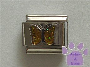 Glitter Butterfly Birthstone Italian Charm Topaz-Yellow November