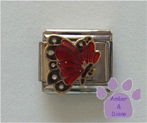 January BUTTERFLY Birthstone with deep red-garnet glitter wings