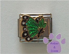 May BUTTERFLY Birthstone with green-emerald glitter wings