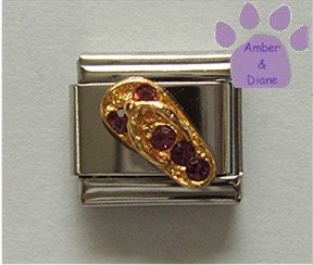 Flip Flop Amethyst Crystal Birthstone Italian Charm for February