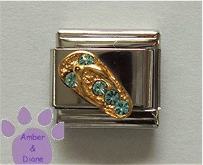 Flip Flop Aquamarine Crystal Birthstone Italian Charm for March