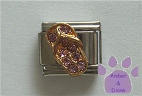 Flip Flop Crystal Birthstone Italian Charm Alexandrite-Purple June