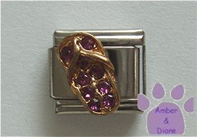 Flip Flop Crystal Birthstone Italian Charm Amethyst-Purple February
