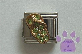 Flip Flop Crystal Birthstone Italian Charm Peridot-Green for August