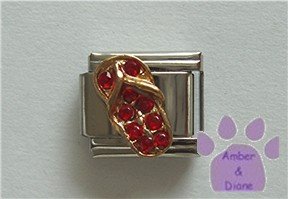 Flip Flop Crystal Birthstone Italian Charm Ruby-Red for July