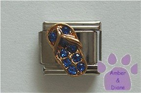 Flip Flop Crystal Birthstone Italian Charm Sapphire-Blue September