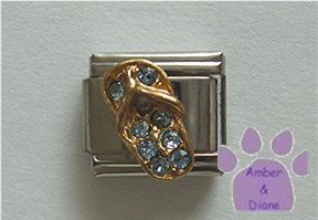 Flip Flop Crystal Birthstone Italian Charm Zircon-Blue for December