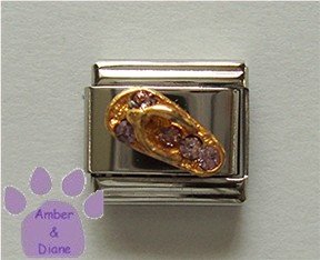 Flip Flop Diamond Crystal Birthstone Italian Charm for April