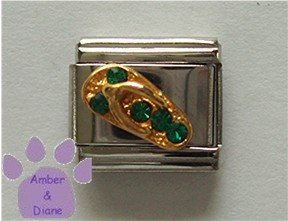 Flip Flop Emerald Crystal Birthstone Italian Charm for May
