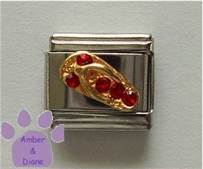 Flip Flop Ruby Crystal Birthstone Italian Charm for July