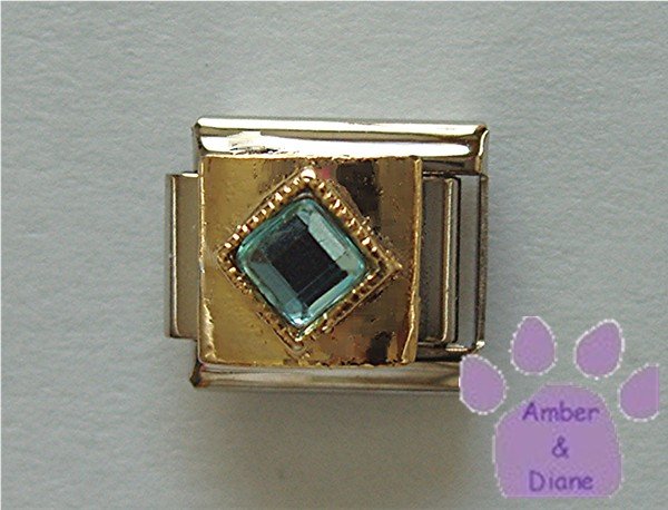 Diamond Shaped Aquamarine Crystal Birthstone Italian Charm March