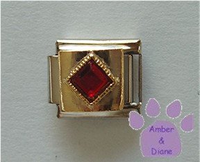 Diamond Shaped Garnet Crystal Birthstone Italian Charm January