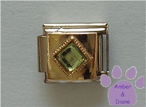 Diamond Shaped Peridot Crystal Birthstone Italian Charm August