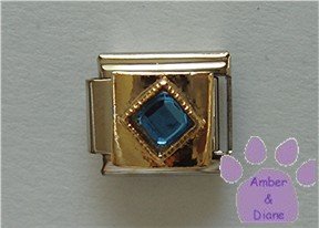 Diamond Shaped Sapphire Crystal Birthstone Italian Charm September