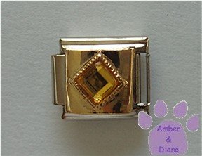 Diamond Shaped Topaz Crystal Birthstone Italian Charm November