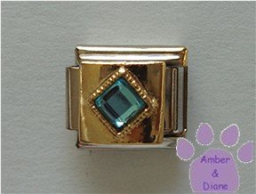 Diamond Shaped Zircon Crystal Birthstone Italian Charm December