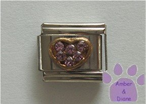 Heart Crystal Birthstone Italian Charm Alexandrite-Purple for June