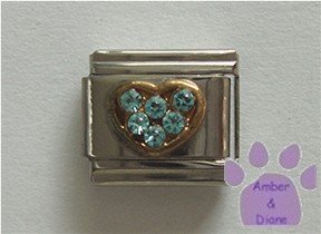 Heart Crystal Birthstone Italian Charm Aquamarine-blue for March