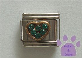 Heart Crystal Birthstone Italian Charm Emerald-Green for May