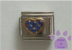 Heart Crystal Birthstone Italian Charm Sapphire-Blue for September