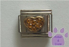 Heart Crystal Birthstone Italian Charm Topaz-Yellow for November
