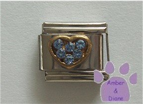 Heart Crystal Birthstone Italian Charm Zircon-Blue for December