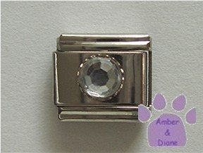 Round Crystal Birthstone Italian Charm Diamond-Clear for April