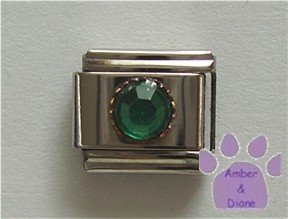 Round Crystal Birthstone Italian Charm Emerald-Green for May