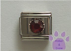 Round Crystal Birthstone Italian Charm Garnet-Red for January