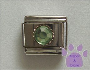 Round Crystal Birthstone Italian Charm Peridot-Green for August