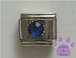 Round Crystal Birthstone Italian Charm Sapphire-Blue for September