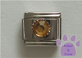 Round Crystal Birthstone Italian Charm Topaz-Yellow for November
