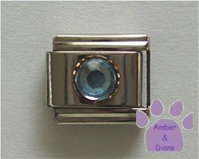 Round Crystal Birthstone Italian Charm Zircon-Blue for December