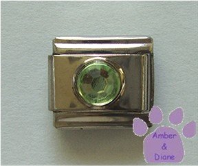 Round Green Peridot Crystal Birthstone Italian Charm for August