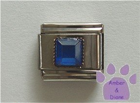 Square Crystal Birthstone Italian Charm Sapphire-Blue for September