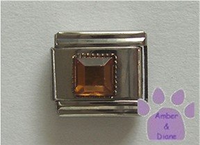 Square Crystal Birthstone Italian Charm Topaz-Yellow for November